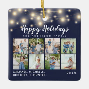 Ornement En Céramique La ficelle de bleu marine allume des vacances de 8