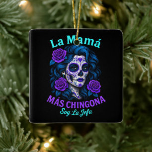 Ornement En Céramique La Mamá Más Chingona Amusante maman espagnole