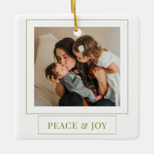 Ornement En Céramique La Paix Verte Minimaliste Et La Joie Photo De Noël