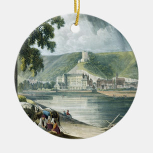 Ornement En Céramique La Roche, des "vues sur la Seine", gravée par T