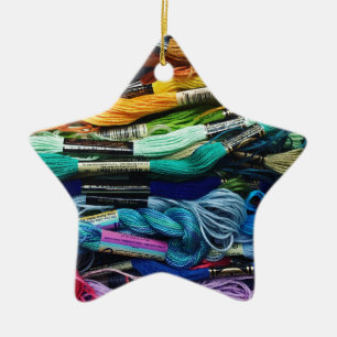 Ornement En Céramique La soie   de broderie d'arc-en-ciel filète  