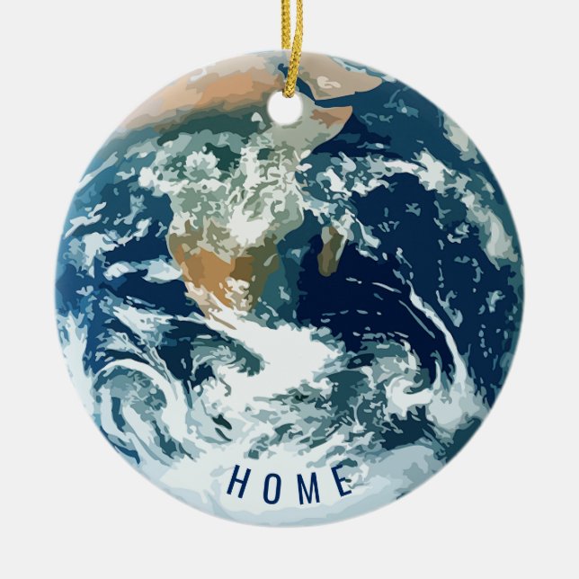 Ornement En Céramique La terre de planète avec le texte (Devant)