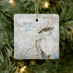 Ornement En Céramique La typographie des cerfs des animaux de neige de N