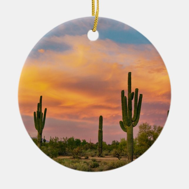 Ornement En Céramique La vie de désert de Saguaro (Devant)