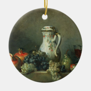 Ornement En Céramique La vie toujours avec des raisins et les grenades,