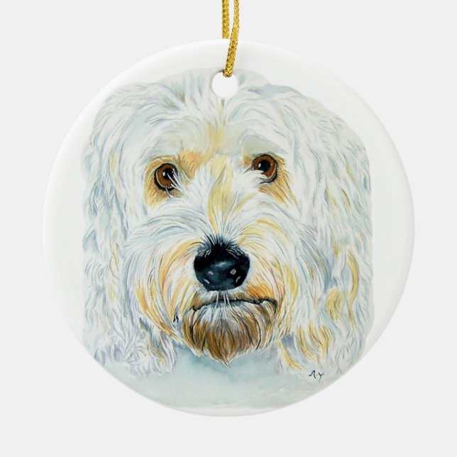 Ornement En Céramique Labradoodle blanc (Devant)