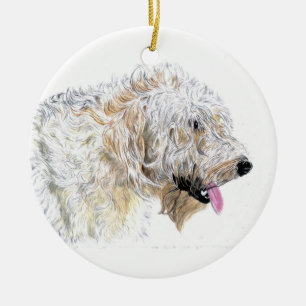 Ornement En Céramique Labradoodle crème