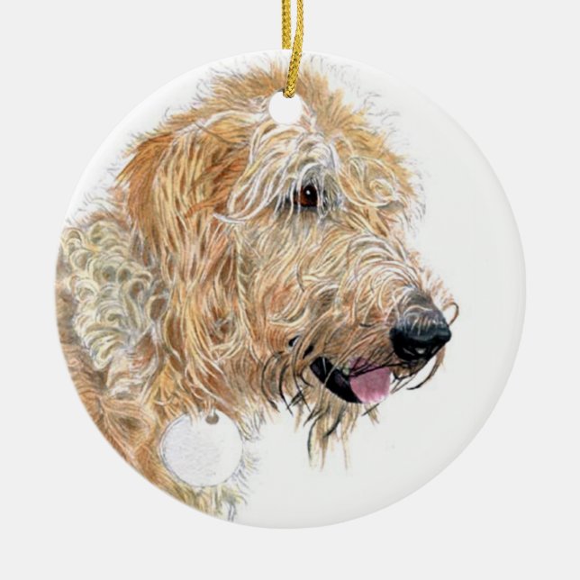 Ornement En Céramique Labradoodle crème (Devant)