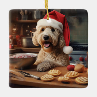 Ornement En Céramique Labradoodle Noël Cookies Festive