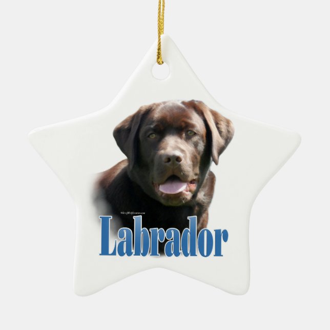 Ornement En Céramique Labrador Retriever (chocolat) Nom (Devant)