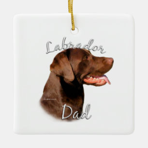 Ornement En Céramique Labrador Retriever (chocolat) Papa 2
