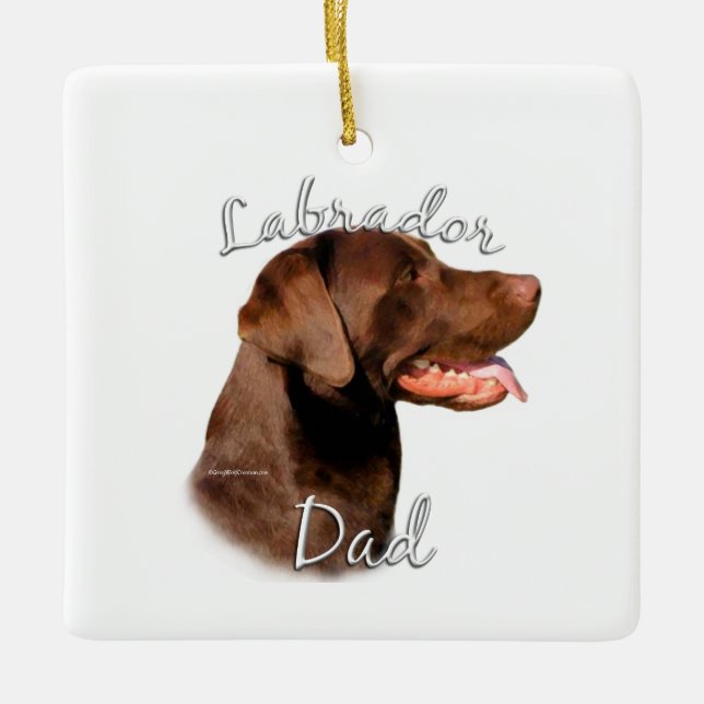 Ornement En Céramique Labrador Retriever (chocolat) Papa 2 (Devant)