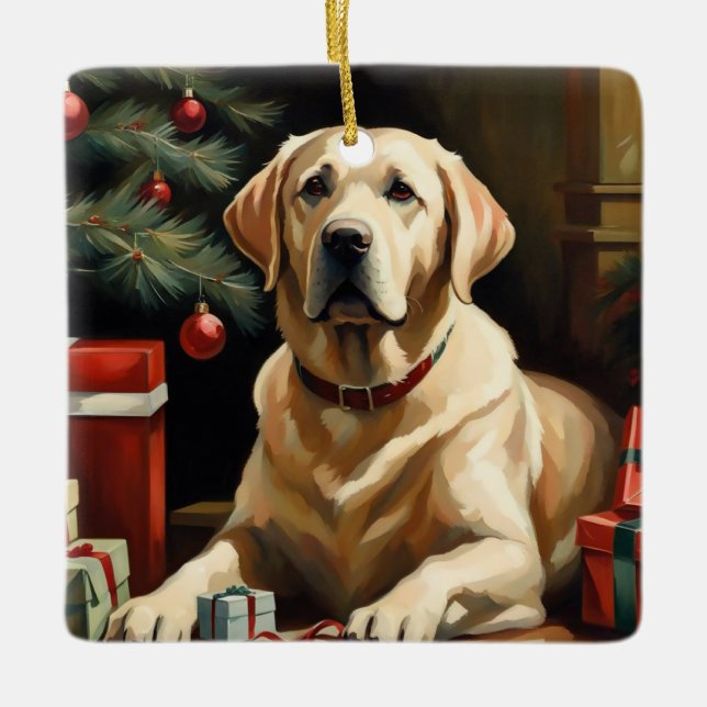 Ornement En Céramique Labrador Retriever Christmas (Devant)