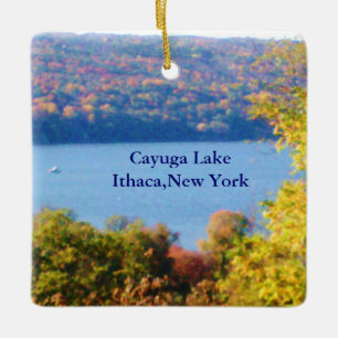ORNEMENT EN CÉRAMIQUE LAC CAYUGA, ITHACA, N.Y.