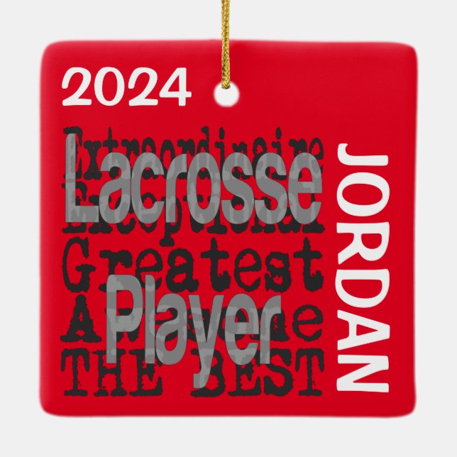 Ornement En Céramique Lacrosse Player Extraordinaire PERSONNALISÉ (Dos)