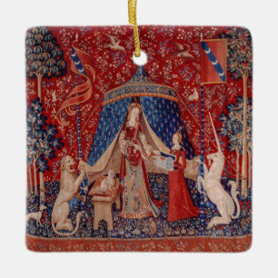 Ornement En Céramique Lady and Unicorn Medieval Tapestry Desire