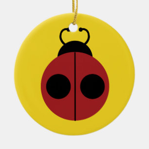 Ornement En Céramique Ladybug 60s rétro cool rouge jaune