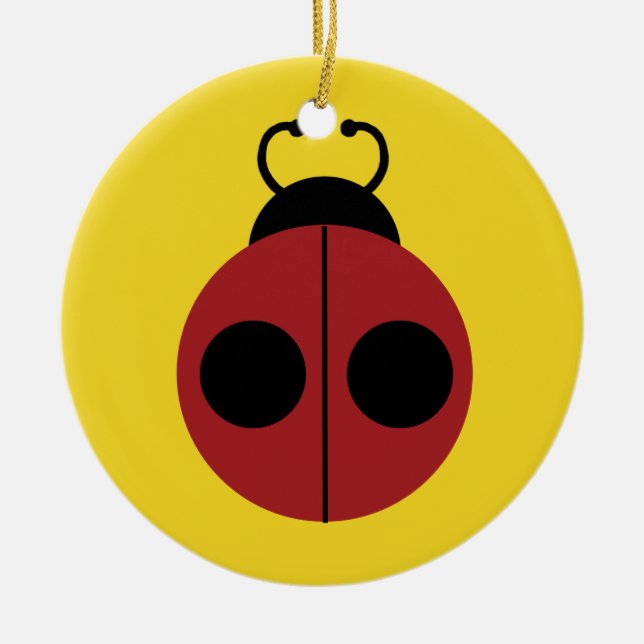 Ornement En Céramique Ladybug 60s rétro cool rouge jaune (Devant)