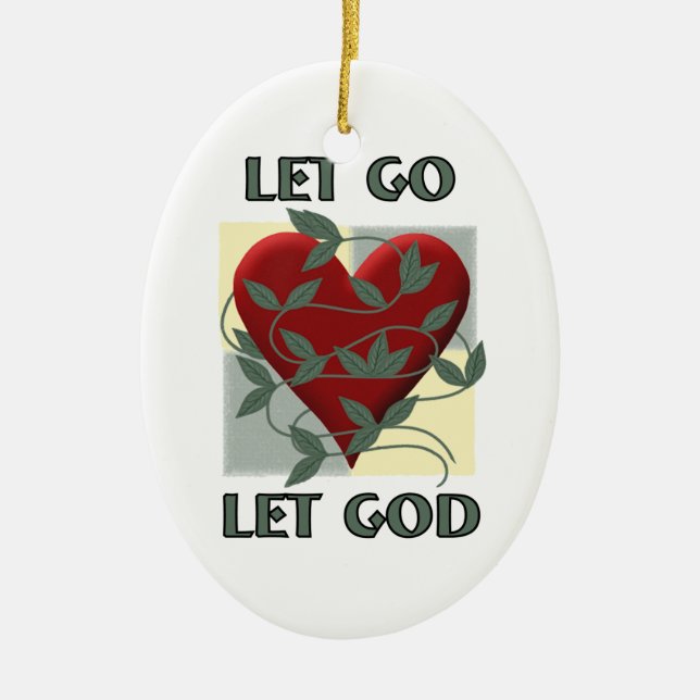 Ornement En Céramique Laisser Dieu Récupérer Citation Slogan Coeur Rouge (Devant)