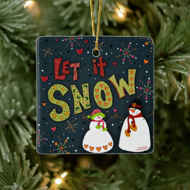 Ornement En Céramique Laisser neiger Inspirivée Noël Snowman (Arbre)