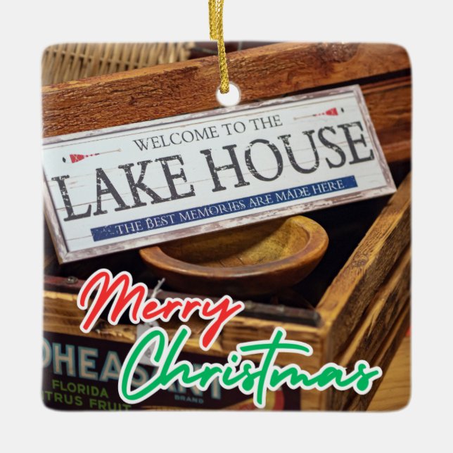Ornement En Céramique Lake House Souvenirs Noël (Devant)