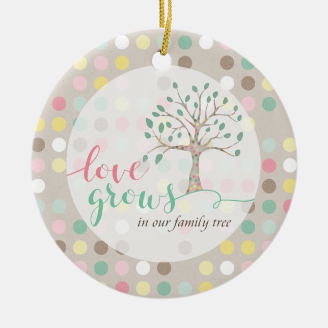Ornement En Céramique L'Amour Cultive Dans Notre Baby shower D'Arbre Fam (Devant)