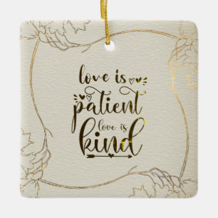 Ornement En Céramique L'amour est patient L'amour est une sorte Gold Fra