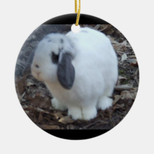 Ornement En Céramique Lapin blanc Joyeuses Pâques