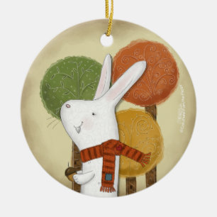 Ornement En Céramique Lapin de bois avec maïs