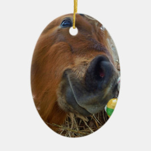 Ornement En Céramique Lapin de Pâques et cheval Brown