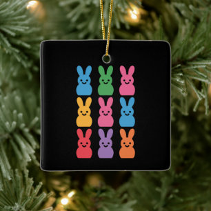 Ornement En Céramique Lapin de Pâques Œufs Carreaux Léopard