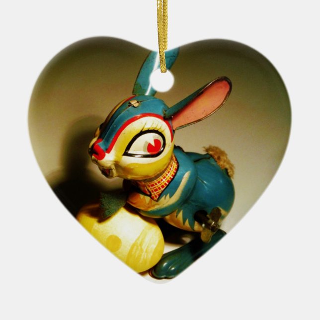 Ornement En Céramique lapin jouet et oeuf jaune pâle (Devant)