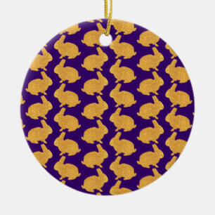 Ornement En Céramique Lapins d'or