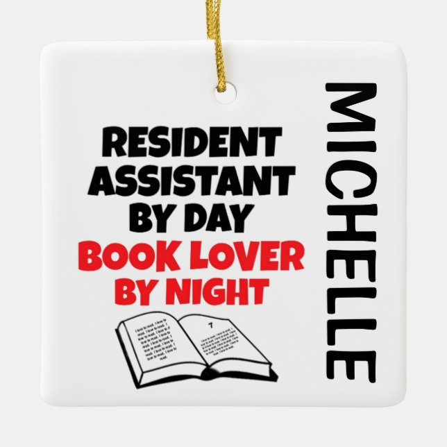 Ornement En Céramique L'Assistant Résident adore Lire PERSONNALISÉ (Devant)