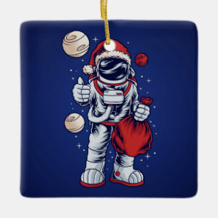Ornement En Céramique L'astronaute Père Noël dans l'ornement en céramiqu