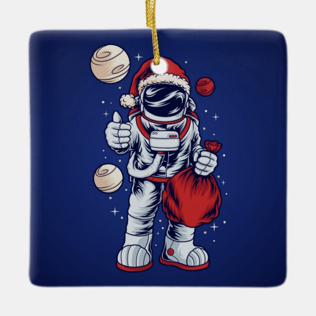Ornement En Céramique L'astronaute Père Noël dans l'ornement en céramiqu (Devant)