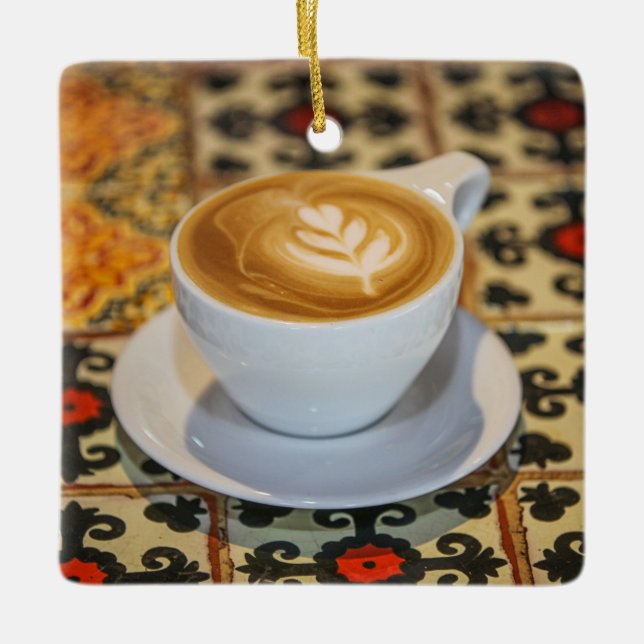Ornement En Céramique Latte sur carrelage mexicain | Pescadero, Mexique (Devant)