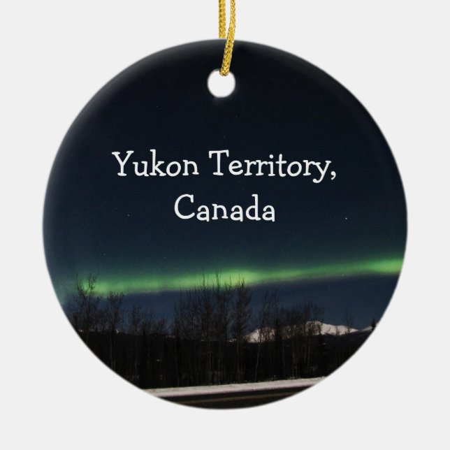 Ornement En Céramique L'aurore Borealis du Yukon ; Souvenir de (Devant)