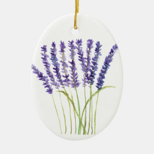 Ornement En Céramique Lavande aquarelle peinture, fleurs violettes