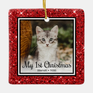 Ornement En Céramique Le 1er Noël de chaton