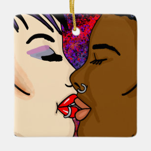 Ornement En Céramique Le baiser   Noël