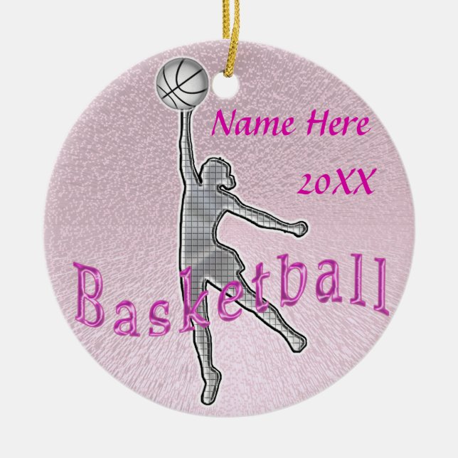 Ornement En Céramique Le basket-ball personnalisé ornemente l'ANNÉE et (Devant)