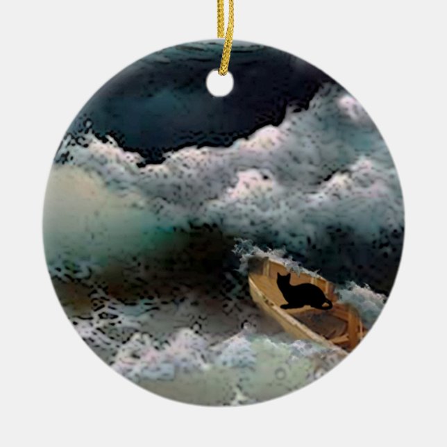 Ornement En Céramique Le chat de Yeshua : Vagues de tempête (Devant)