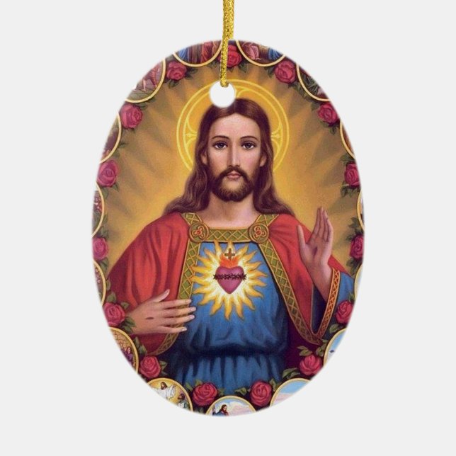 Ornement En Céramique Le coeur sacré de Jésus (Devant)