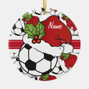 Ornement En Céramique Le football de Noël personnalisent l'ornement