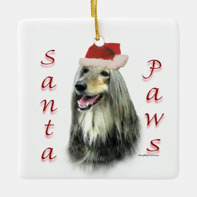 Ornement En Céramique Le Magnet Père Noël Paws d'Afghanistan (Devant)