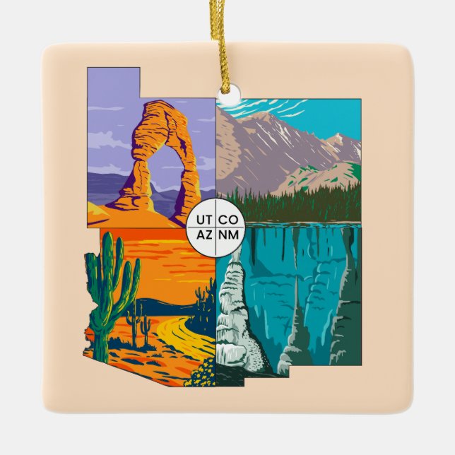 Ornement En Céramique Le Monument National des Quatre Coins (Devant)