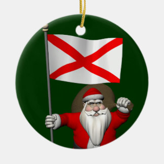 Ornement En Céramique Le Père Noël Avec L'Enseigne De L'Alabama