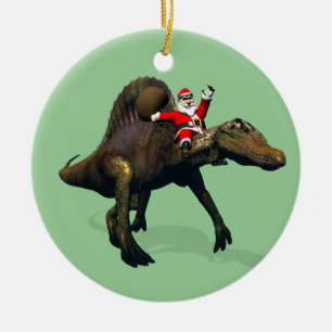 Ornement En Céramique Le Père Noël Se Rend Sur Spinosaurus