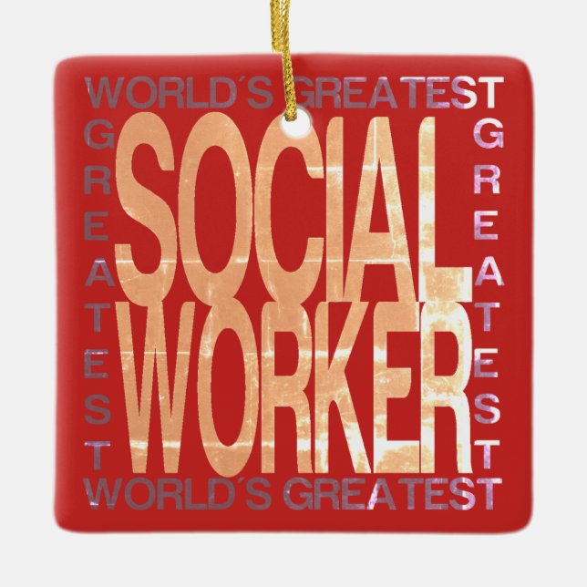 Ornement En Céramique Le plus grand travailleur social au monde (Devant)